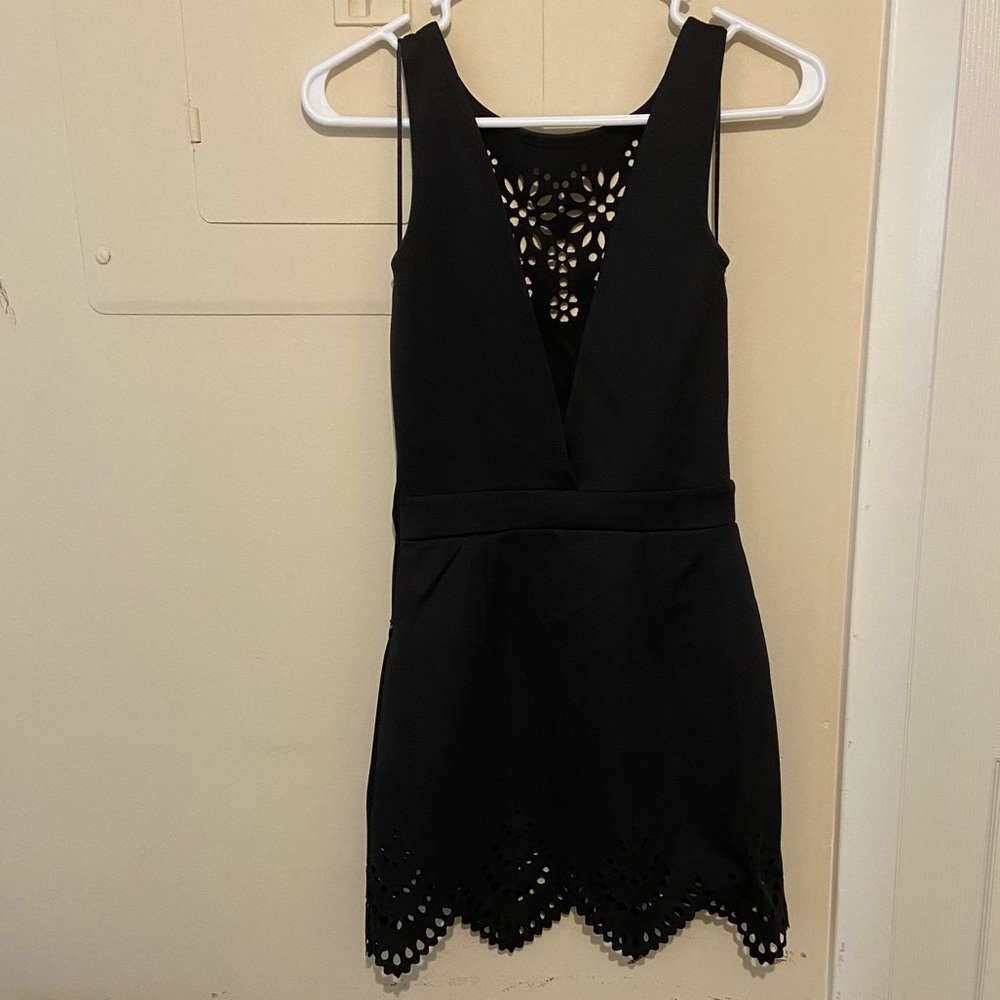 Costa Blanca Black Dress W/ Laser Cutout Patterns